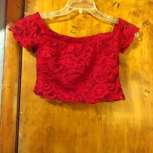 Red lace crop